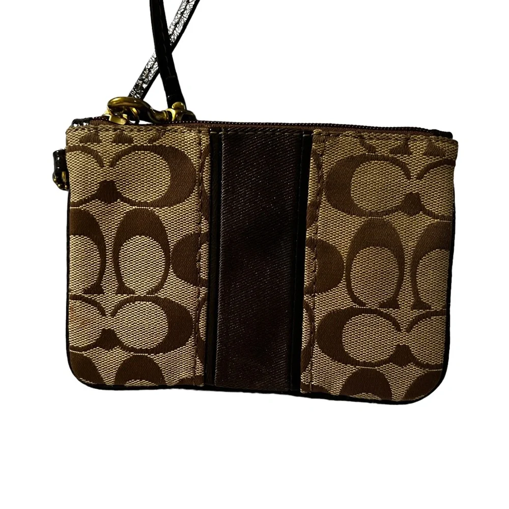 Coach Wristlet Dark Brown Logo